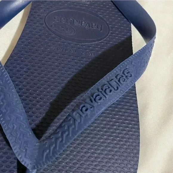 🎈HAVAIANAS Navy blue mens 46 beach resort casual summer slip  on flip flop - Picture 3 of 7